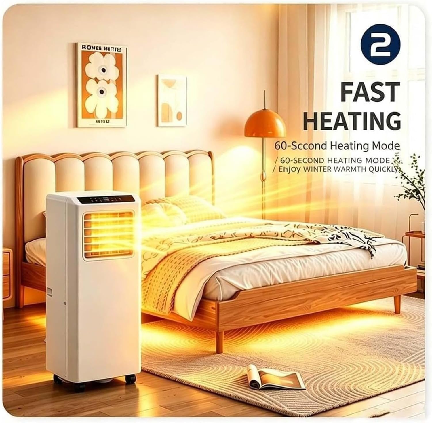 Aire Acondicionado Portátil 4 en 1 Inversor Frío Calor Deshumidificar Ventilador, Control Inteligente Filtro Polvo 360º Ruedas Hogar Oficina, Enchufe Reino Unid, Q4