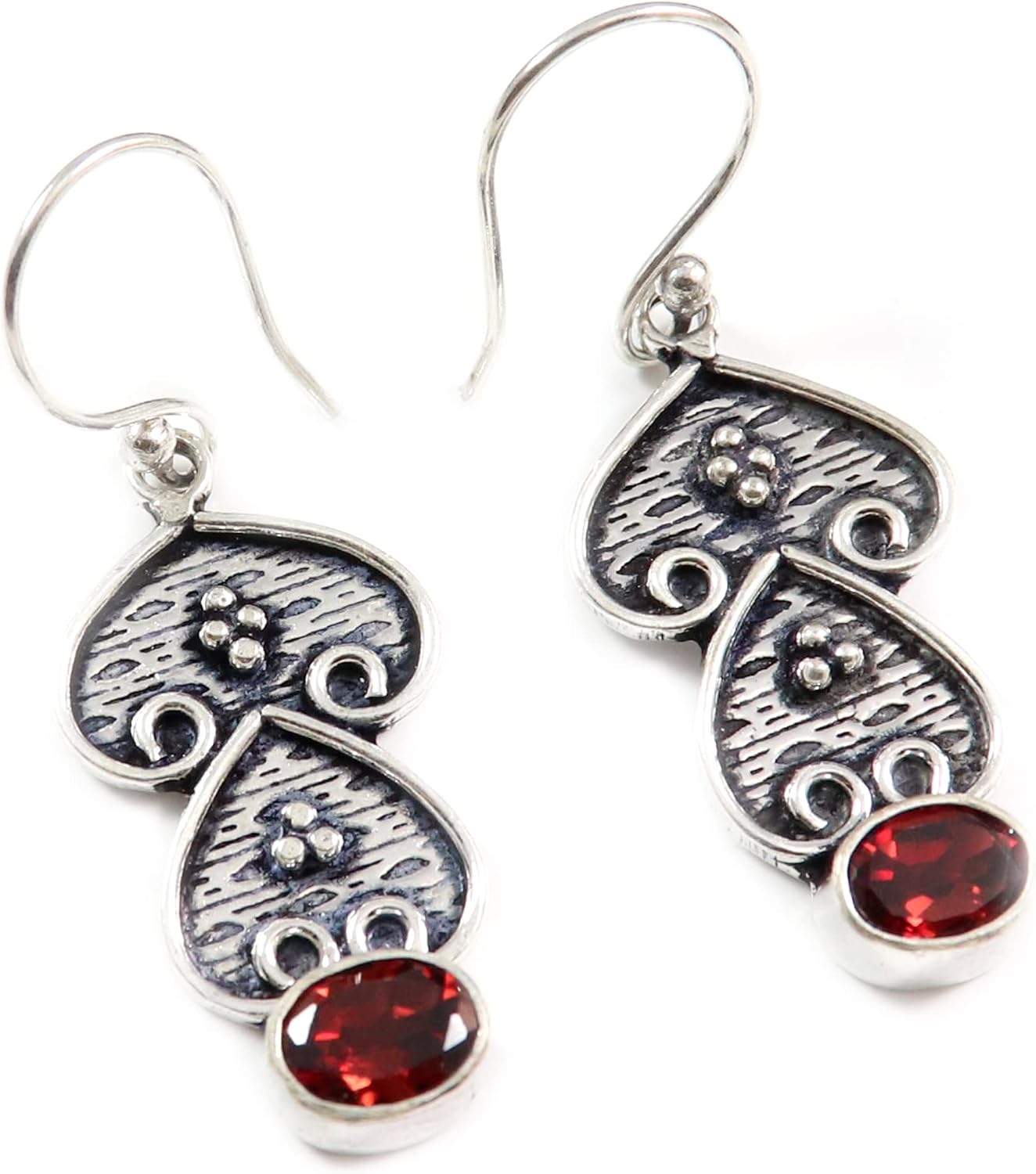 Goyal Exports 925 Sterling Black Onyx Garnet Faceted Lapis Lazuli Carnelian Gemstone Silver Drop Dangle Earring Jewelry SEG154