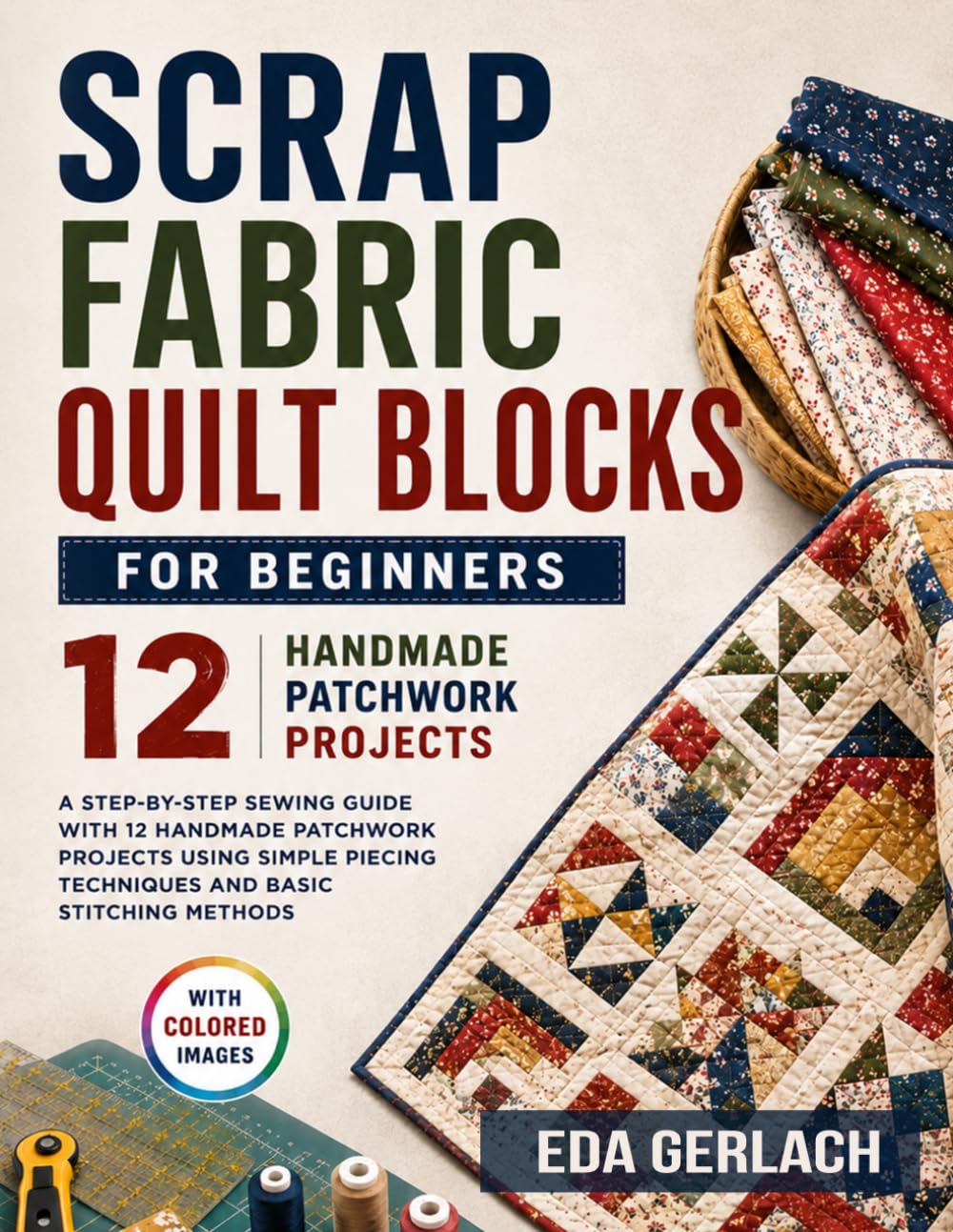 Scrap Fabric Quilt Blocks for Beginners: A Step-by-Step Sewing Guide with 12 Handmade Patchwork Projects Using Simple Piecing Techniques and Basic Stitching Methods