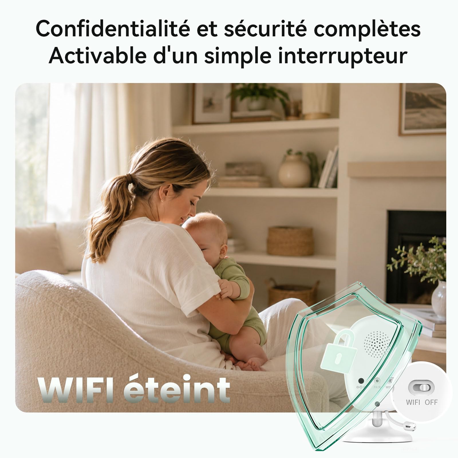 Simyke Babyphone Caméra Bébé Écran 3,5" & Caméra 1080P HD, Connexion WiFi Smartphone & Liaison Hors WiFi, Vision Nocturne, Zoom, VOX 20h Autonomie, Détection Intelligente, Stockage Local & Cloud