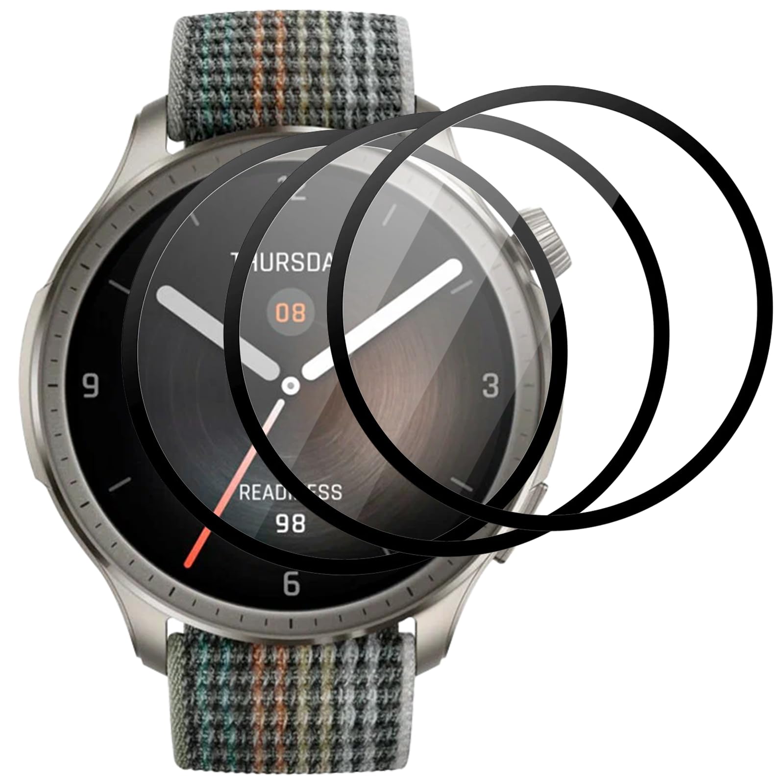 3 Piezas Protector Pantalla para Amazfit Balance/GTR 4, Película de Cerámica Cobertura Completa con Borde Negro, Anti-Arañazos, Sin Burbujas, Resistente a Impactos