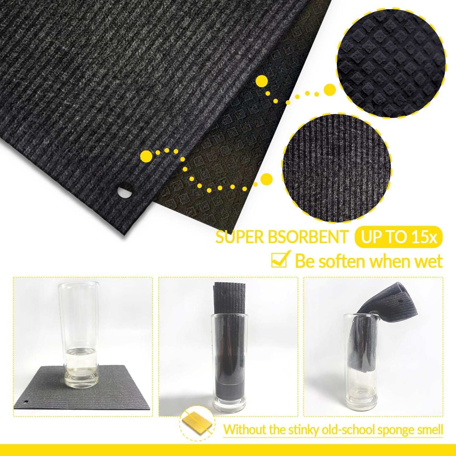 6 - Pack Swedish Kitchen Dish Cloths - Reusable Paper Towels for Counters & Dishes - Eco Friendly Cellulose Sponge Cloth - (Black) - Image 4