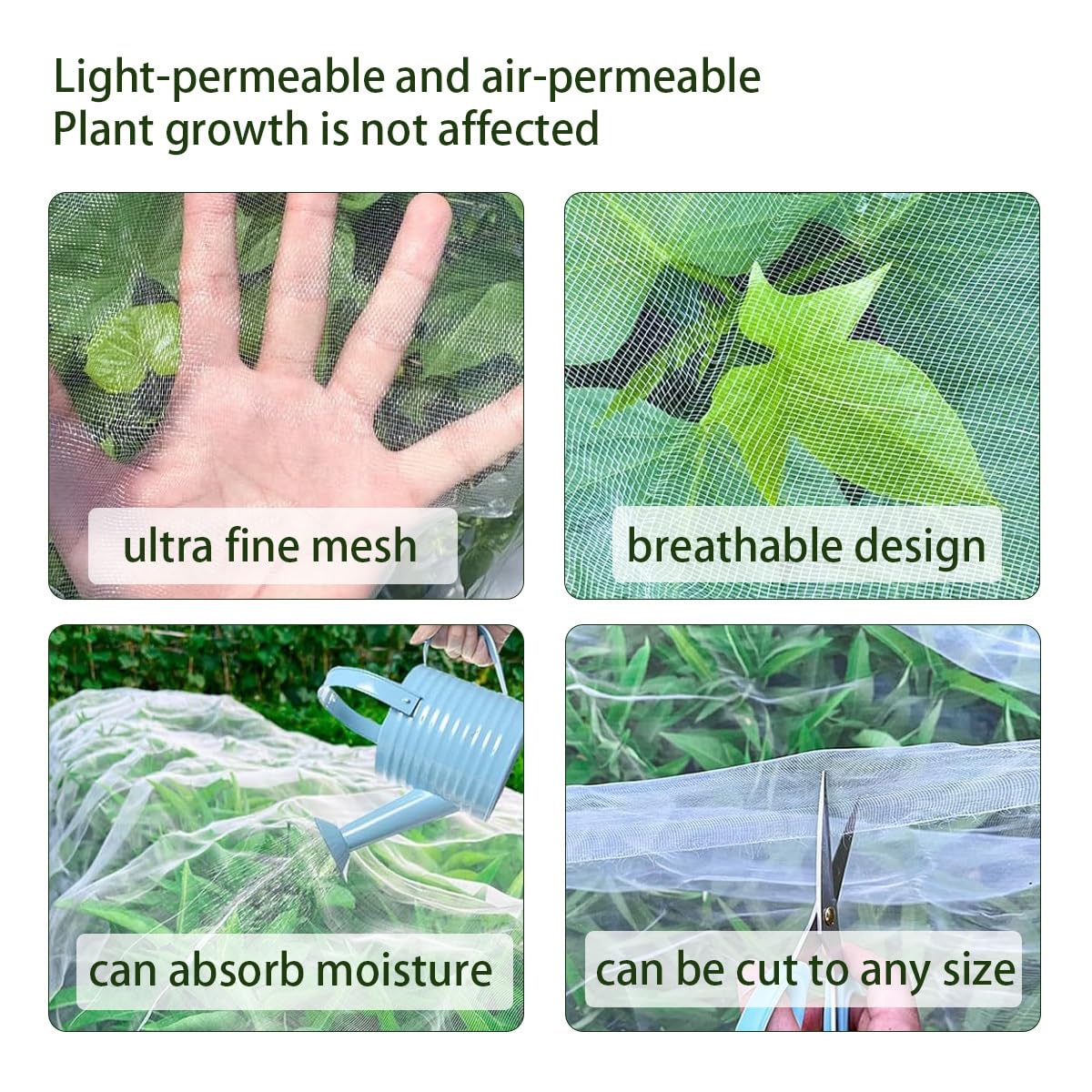 Malla Protección Plantas Jardin, Red de contra Insectos, Vegetales Huerto Malla Protectora Crecer Túnel Malla Fina para Evitar Insectos y Pájaros(0.7mm,4m x 10m)