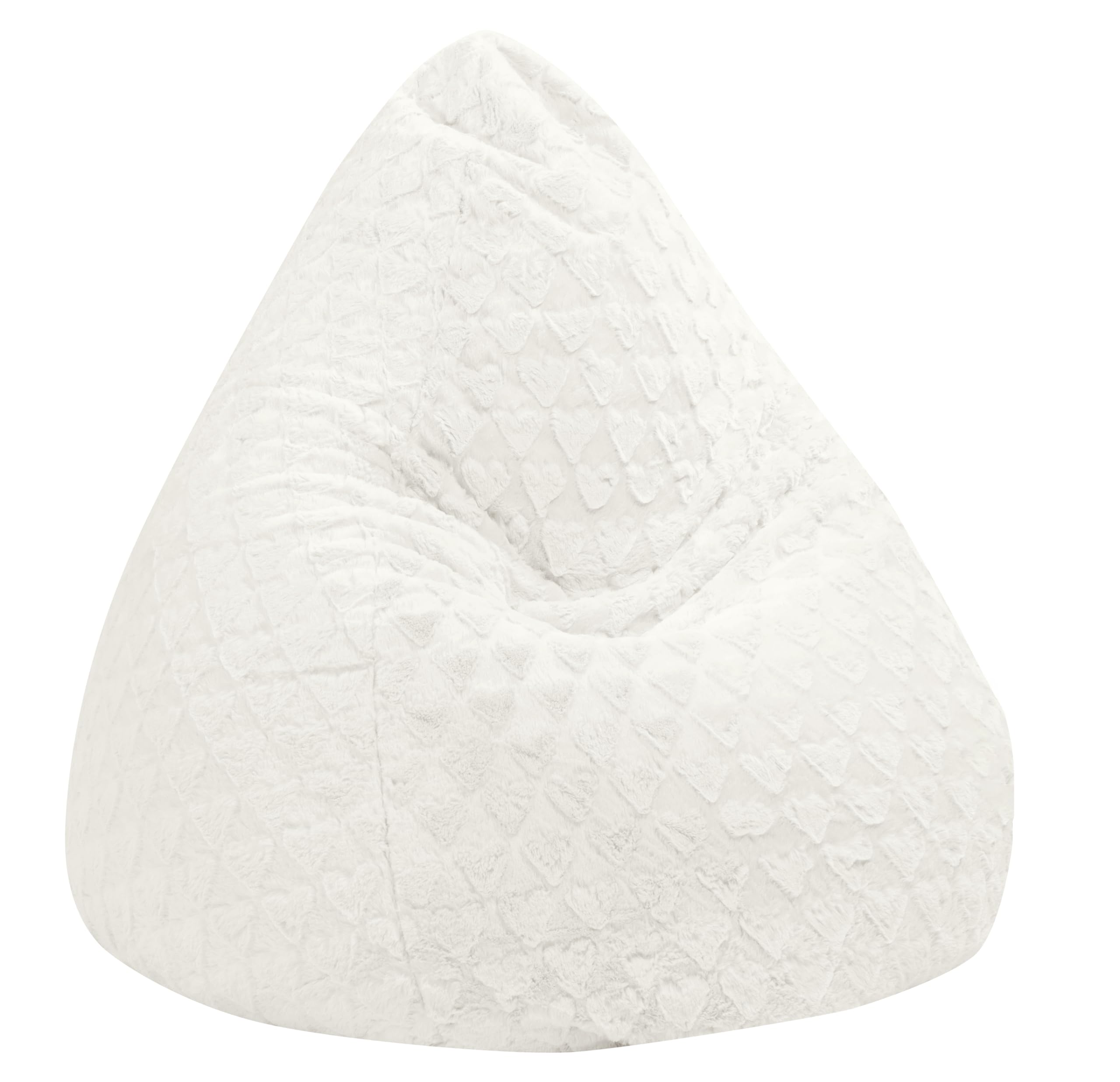 Gouchee Home Fluffy Hearts Faux Fur Adults and Kids Cute Soft Plush Bean Bag Chair Filling Included XL White