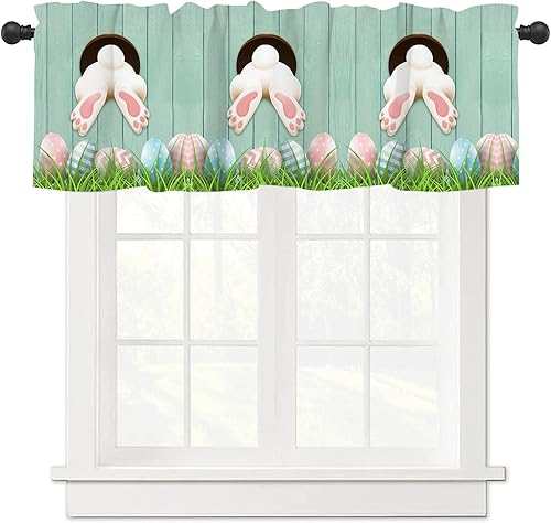 Miniatura 1 de Cortinas de trébol de gnomo trébol, cenefas de ventana del día de San Patricio, cortinas cortas con bolsillo para barra, paneles de cortina cortos,