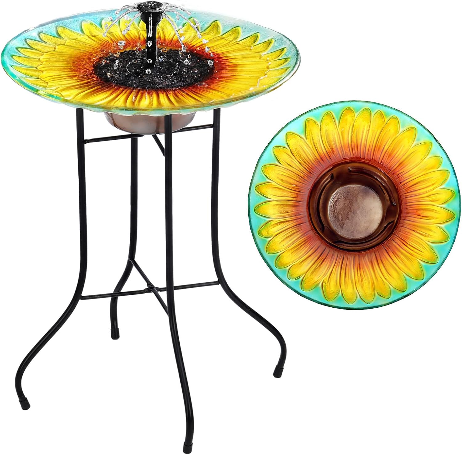 Freestanding Solar Water Fountain Bird Bath for Outdoor