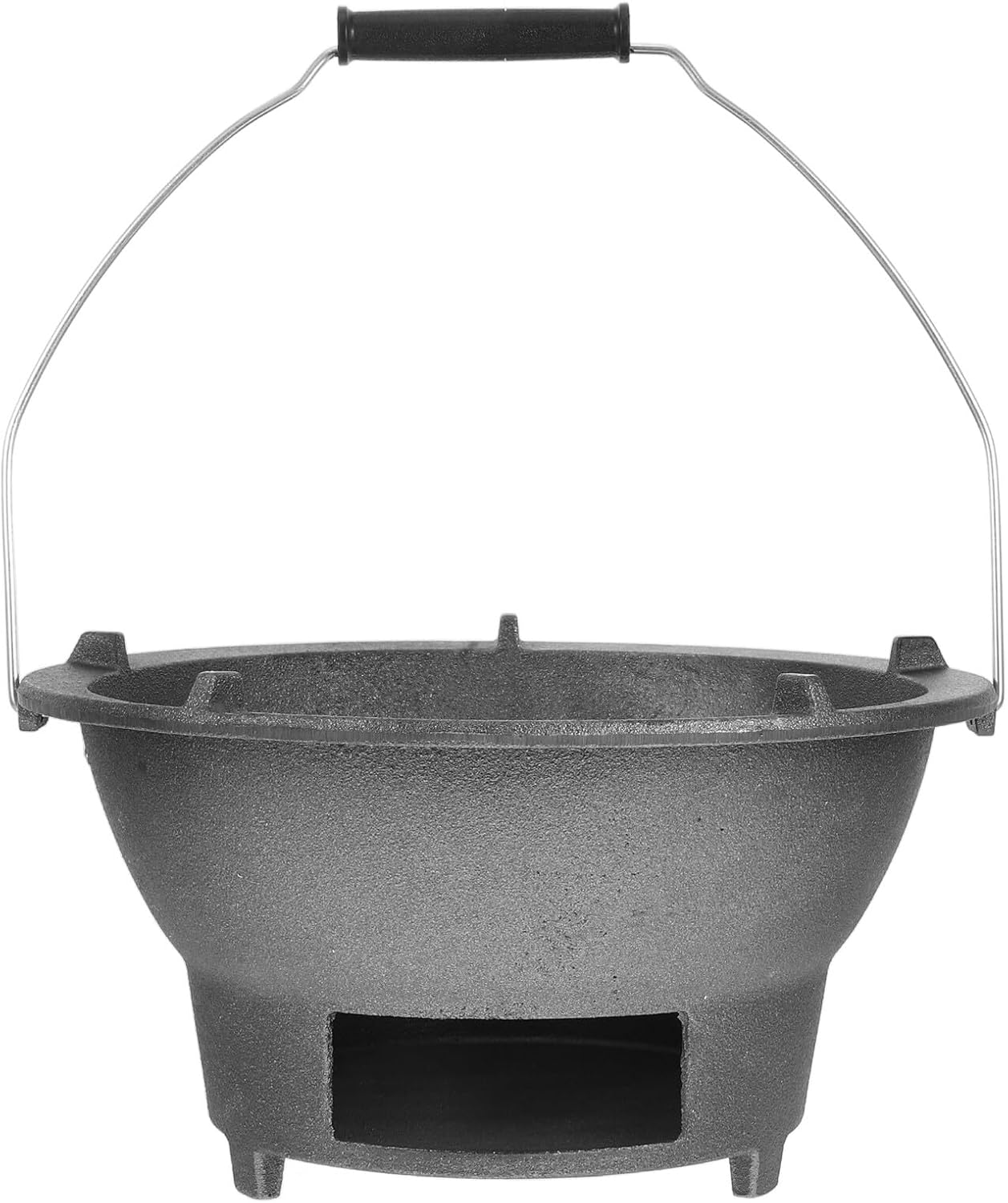 Portable Cast Iron Charcoal Grill Stove with Handle and Inner Grill Rack, Large Outdoor Bbq Burner for Camping, Backyard, and Picnic Cooking