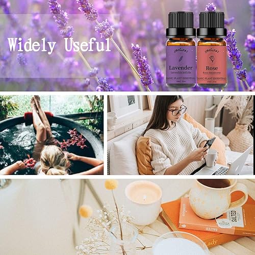 Miniatura 6 de yethious Juego de 2 aceites esenciales de lavanda 100% puro orgánico de lavanda para aromaterapia, aceite de fragancia de rosa para difusor, juego