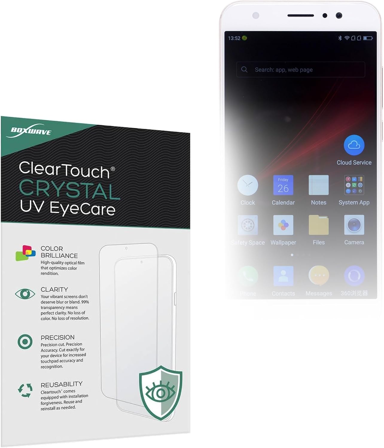 BoxWave Screen Protector Compatible with 360 N4s - ClearTouch Crystal Anti-UV EyeCare (2-Pack), Filters Out Harmful Blue Light Reduce Fatigue