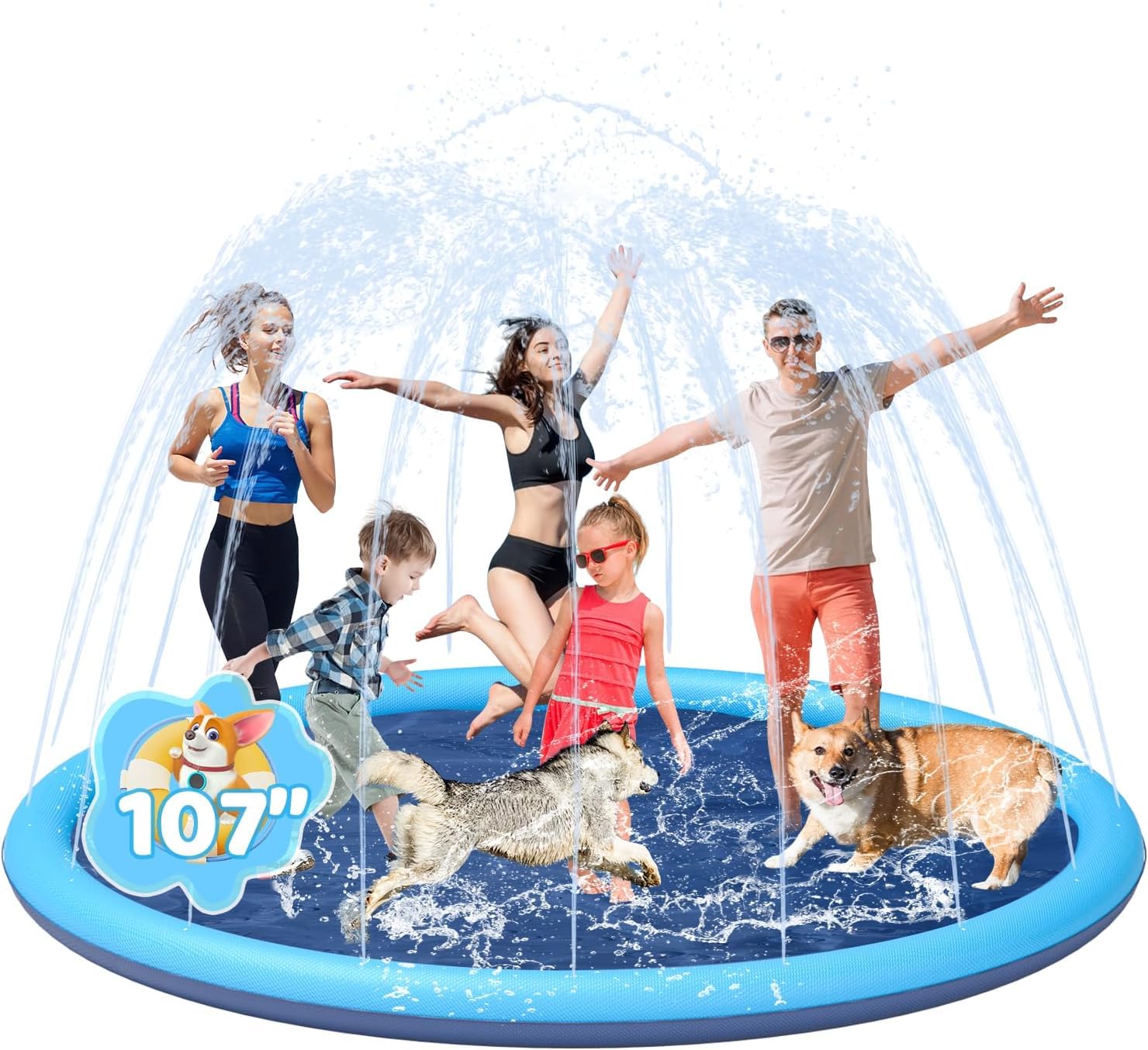 YSJILIDE Non-Slip Sprinkler Splash Play Mat 107'