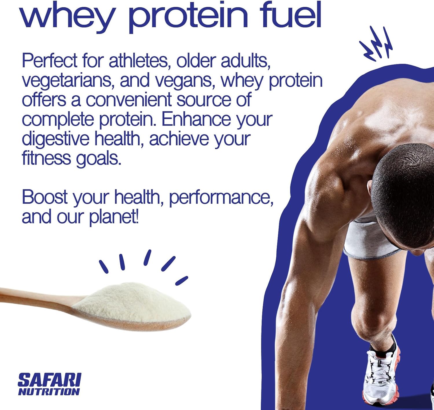 Safari Nu 100% Whey Premium Protein Powder, Cookies and Cream - 2 LB Tub, 25G of Protein - Concentrate & Isolate Whey Protein Blend - 12g BCAAs