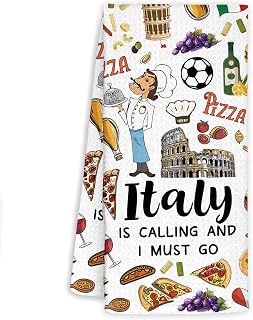 Italy Towel Gifts for Women Men, Italy Travel Essentials Kitchen Towels Gifts for Travelers to Souvenirs Waffle Weave Bath Dish Hand Towels for Bathroom Kitchen 18x26 Inch