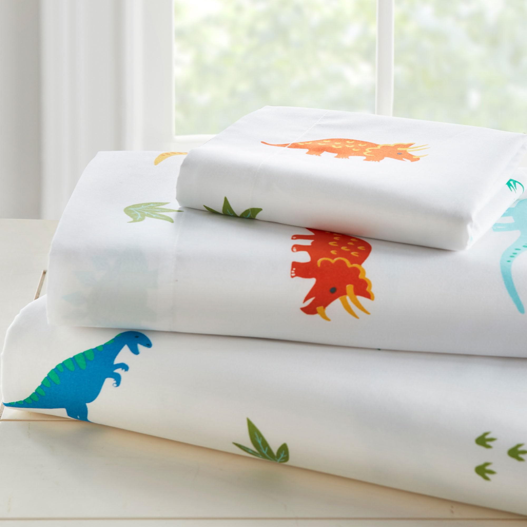 Parure de lit dinosaure en microfibre Wildkin avec drap plat et housse