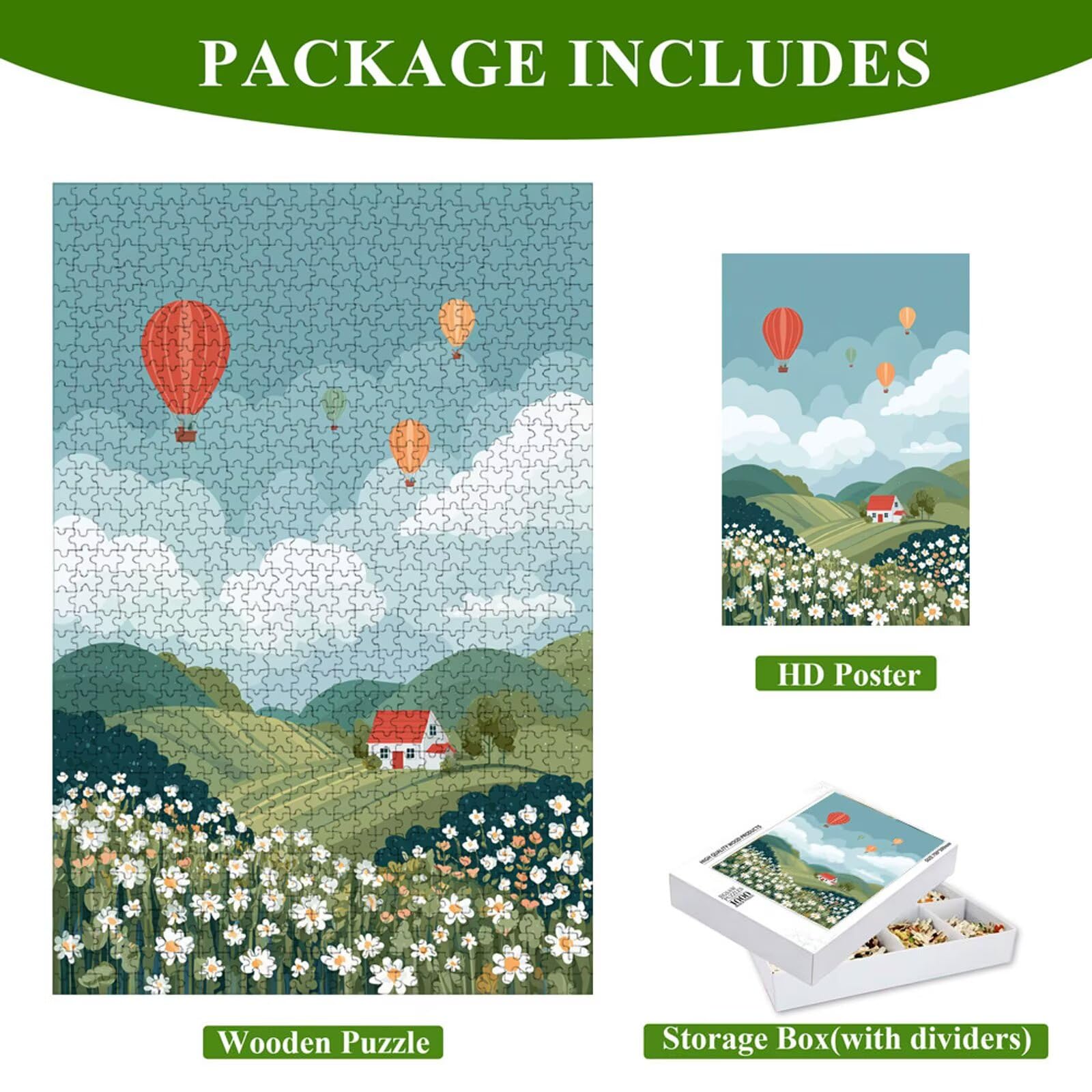Puzzle 2000 sztuk - Kwiatowy i Górski - Trwałe drewniane puzzle z literami na plecach - 75 x 105 cm - Kreatywne hobby bez kurzu - Artykuł kolekcjonerski i 14 lat w ponad P3#1329