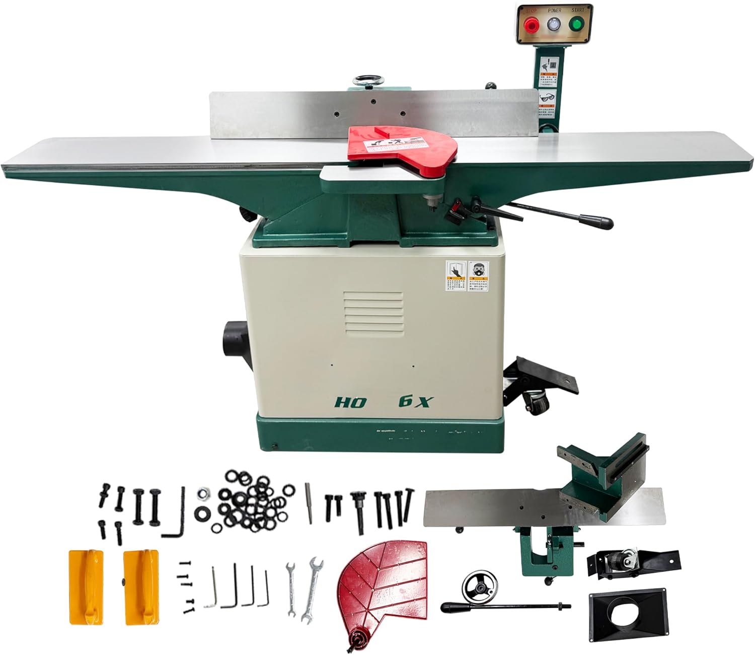 220V Benchtop Jointer Planer Heavy-Duty Woodworking Jointer Planer Machine Box-type Surface Planing Tool with 8In Planing Width, 4PCS Blades, for Furniture Making & Professional Workshop Use