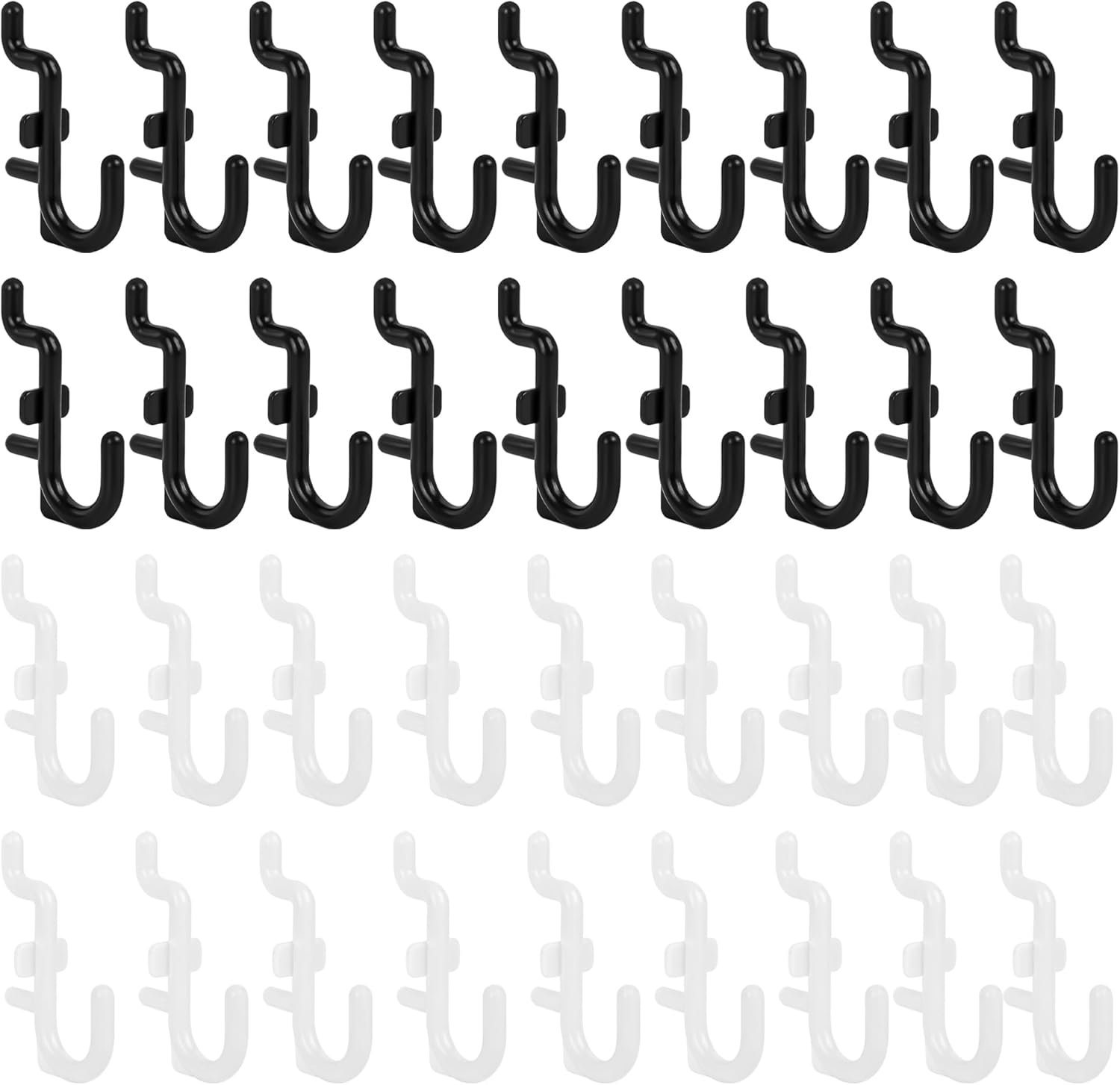 Pegboard Hooks 100-Packs, J Shape Peg Hooks,1/4 "Plastic Pegboard Hooks for Pegboard,Peg Hook Accessories for Garage, Office, Kitchen, Store
