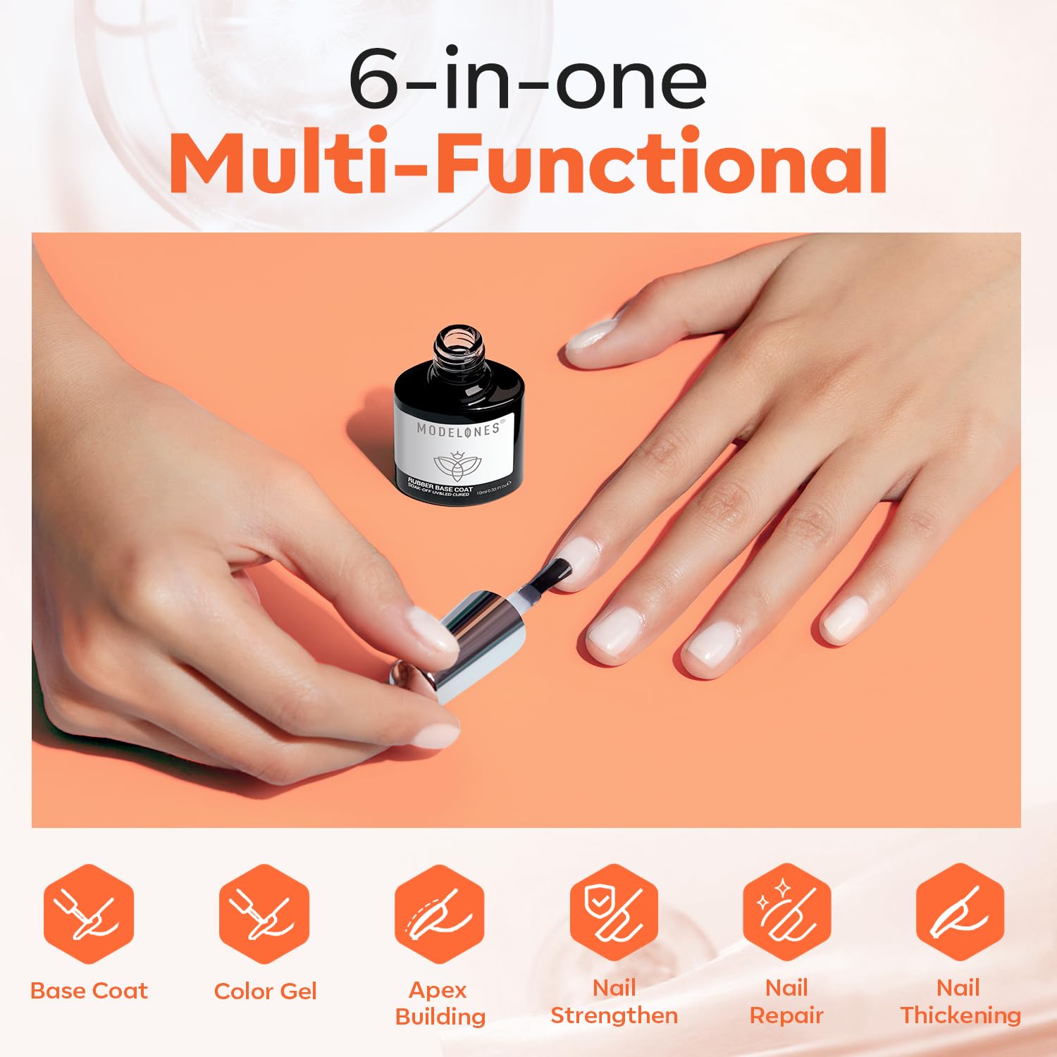 modelones Cat Eye Gel Nail Polish Top Coat with Milky White Rubber Gel Base Coat