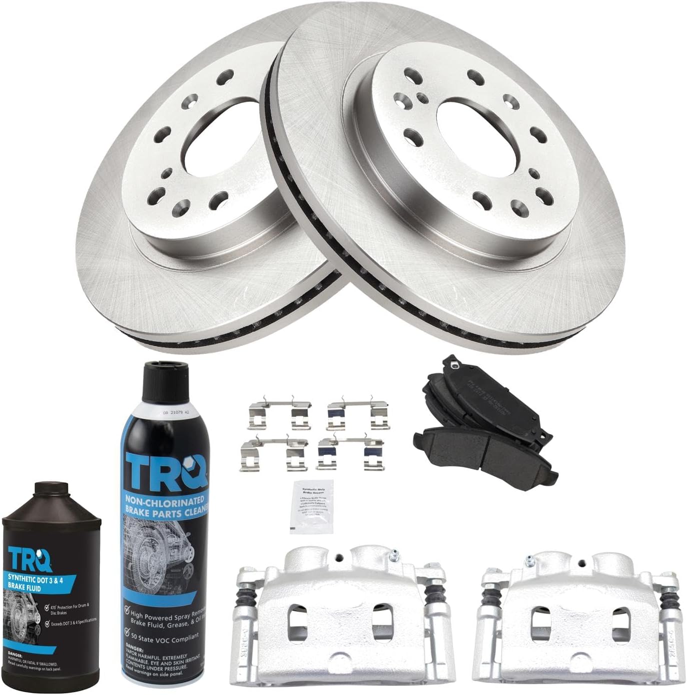TRQ Front Brake Pad & Rotor Kit Semi-Metallic Compatible with Cadillac Chevrolet GMC
