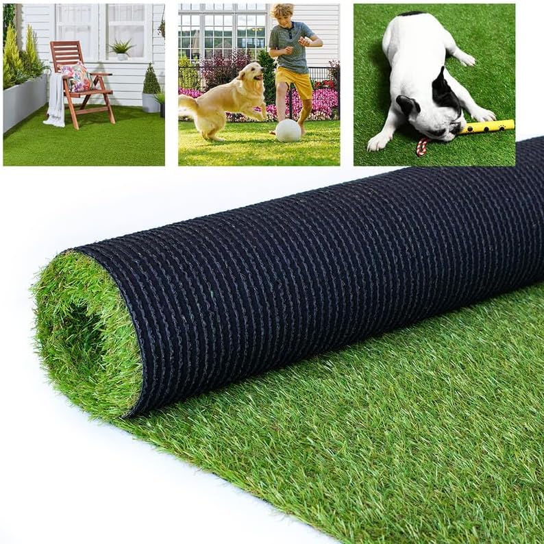 Artificial Grass Turf, 0.8" Pile Height Thick Realistic Synthetic Grass Faux Astro Turf Fake Grass, 1FTX13FT Indoor Outdoor Astro Rug Carpet for Garden Balcony with Drainage Holes