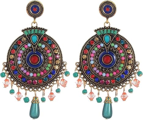YouBella Non Precious Metal Fashion Jewellery Bohemian Stylish Multi-Color Fancy Party Wear Earrings for Girls and Women