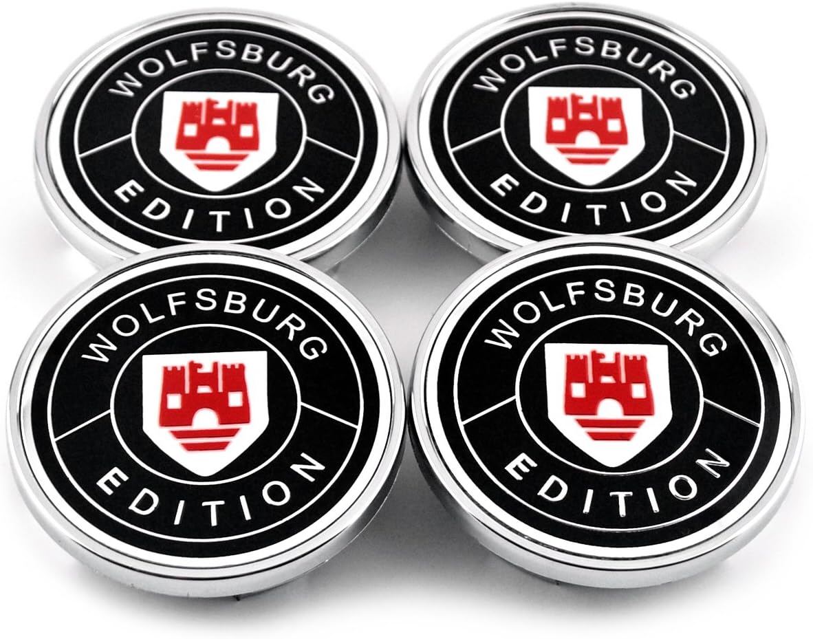 66mm Wolfsburg Edition Red Wolf Silver ABS Car Wheel Center Hub Caps Set of 4(3B7601171)