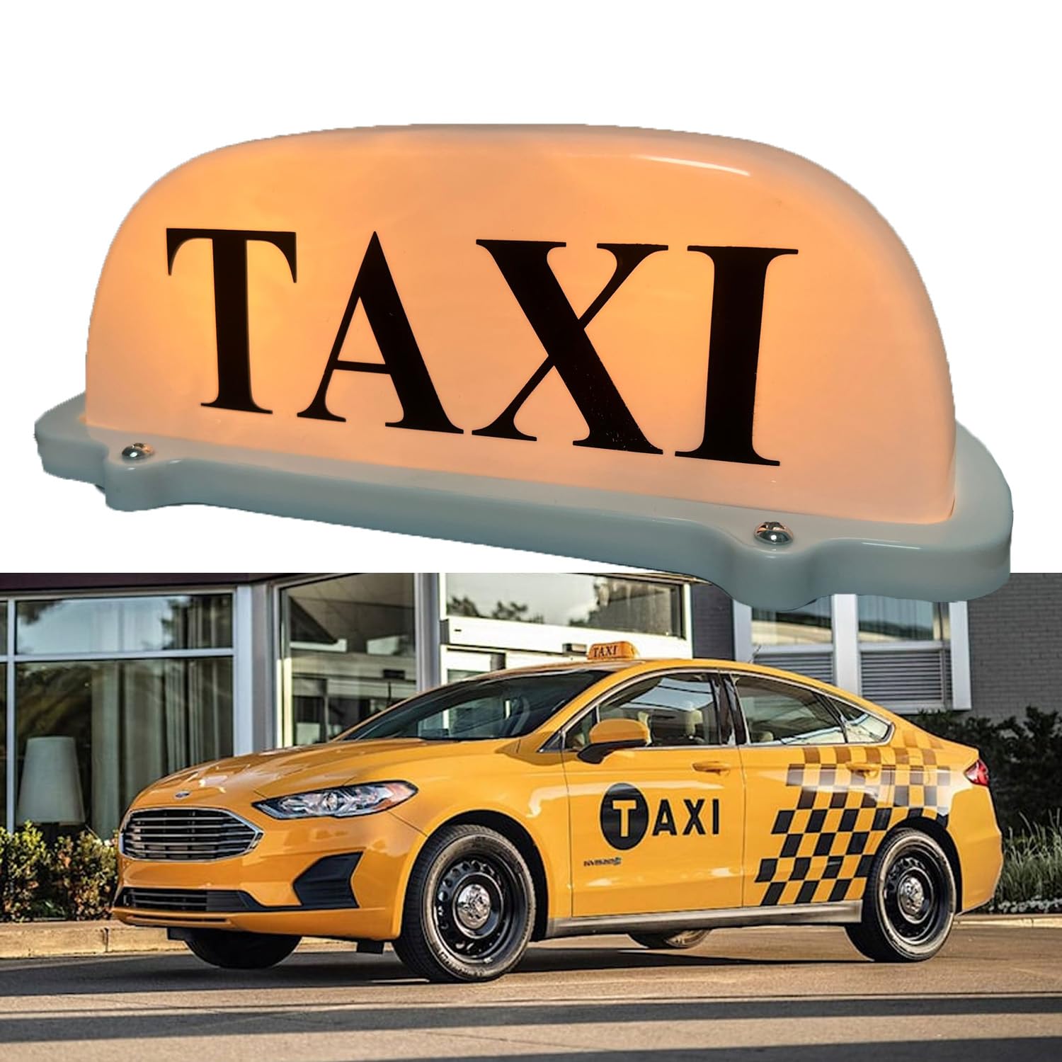 LEEYIKE Taxi Sign Cab Lights Magnetic Car Roof Yellow Dome Light Waterproof Super Bright Halogen Bulbs with 3m Cigarette Lighter Socket