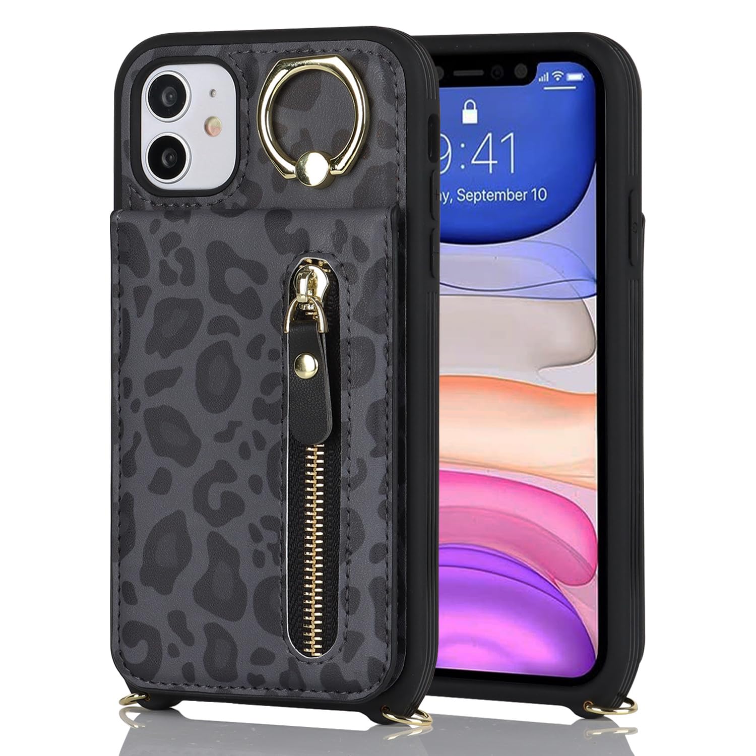 Cavor Cover Compatibile con iPhone 11 PRO Cover con Cordino,Flip Vera