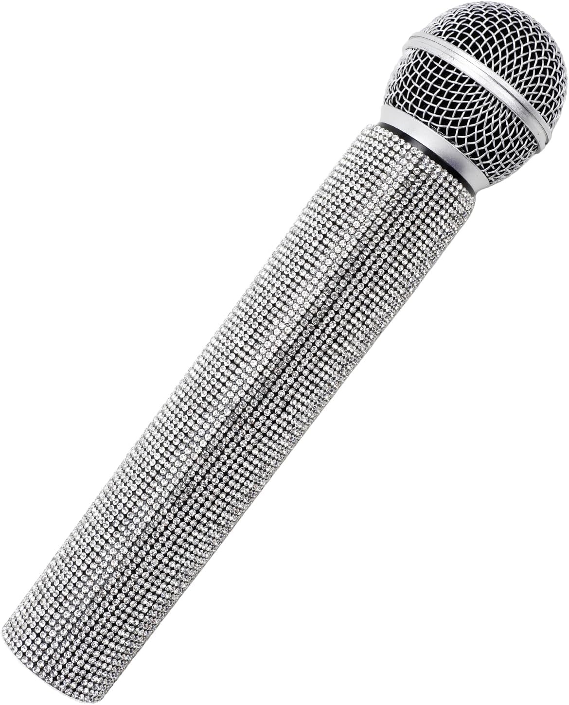 Fake Microphone Prop Plastic Play Microphone Glitter Silver