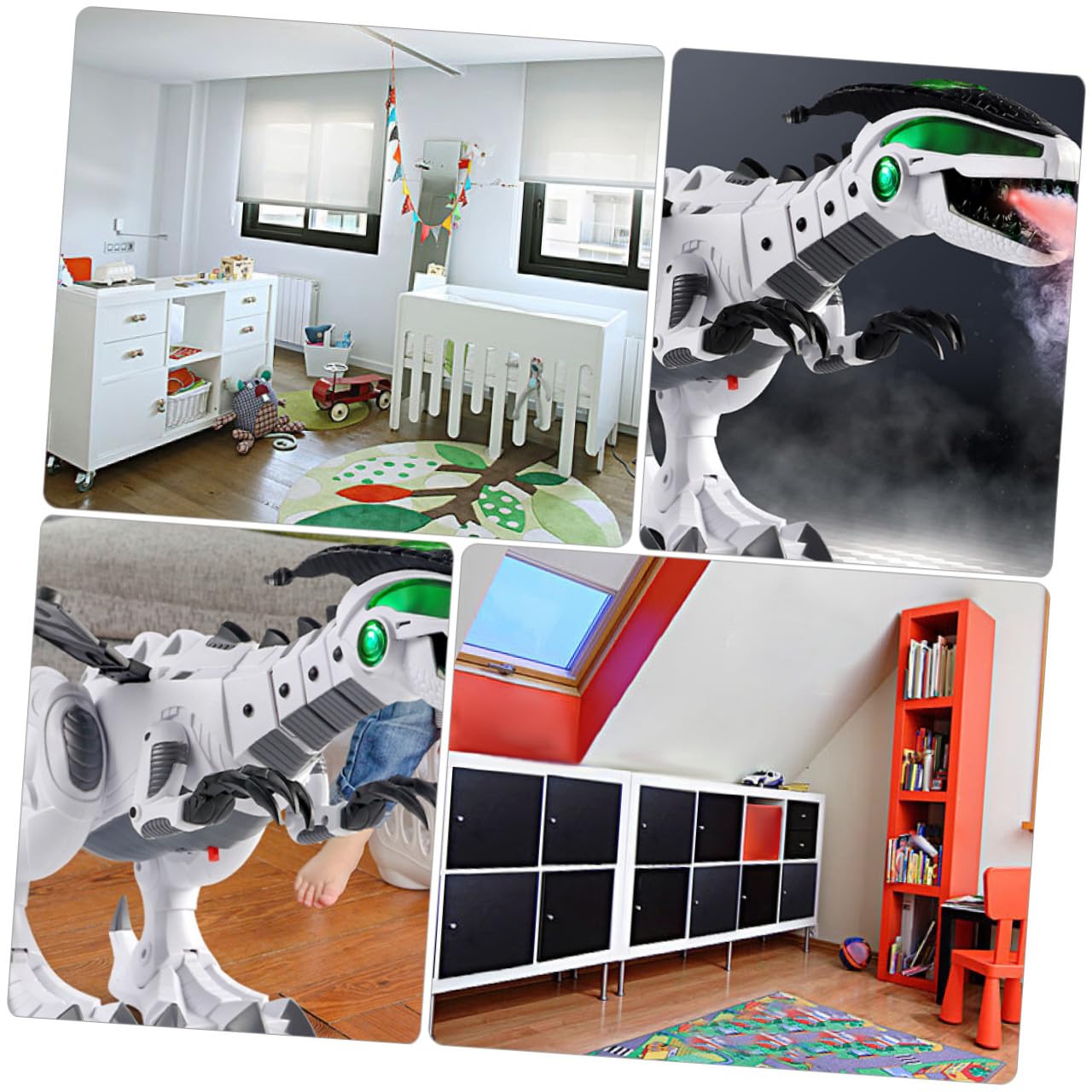 Abaodam Dinosaurio Teledirigido Eléctrico Función de Aerosol y Luces, Material Plástico Resistente y Componentes Electrónicos, Adecuado para Decoración y Juego Infantil