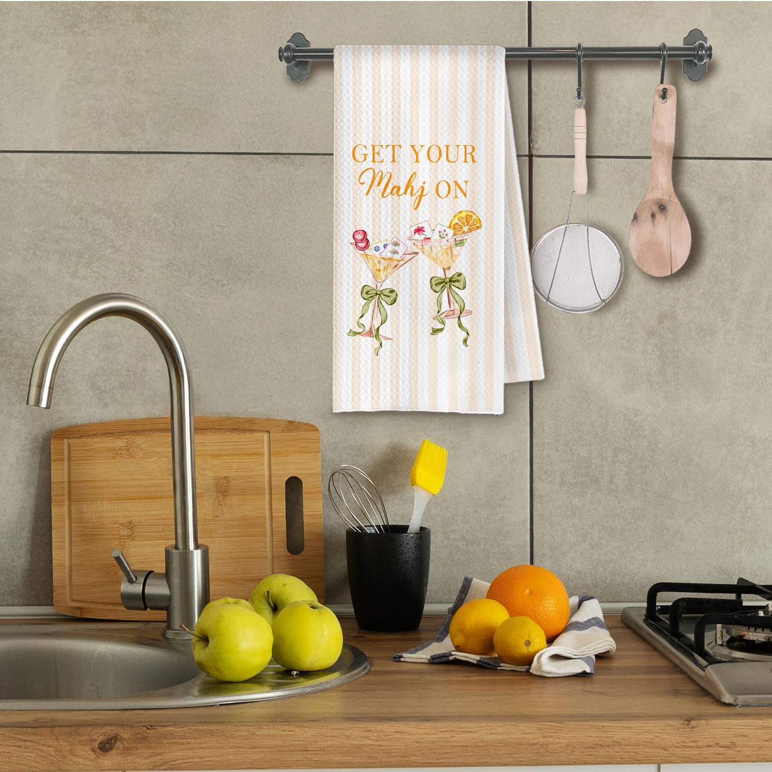 Get Your Mahj On Towel 16×24 Inches,Mahjong Gifts for Women,Gifts for Mah Jong Players Hand Towels for Bathroom Decor - Image 2