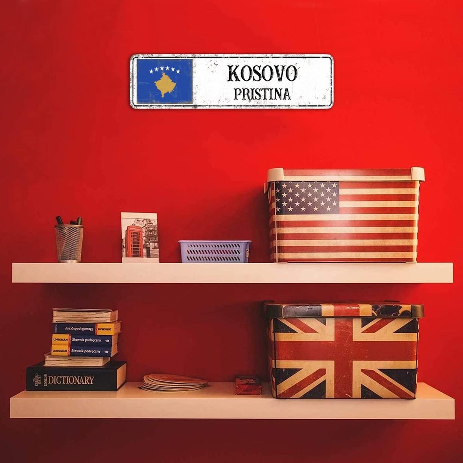 Kosovo Pride Straßenschild Aus Aluminium – Vintage Design, 8 X 30 Cm, Wetterfest – Perfekt Als Wanddekoration Oder Landstraßen-Geschenk