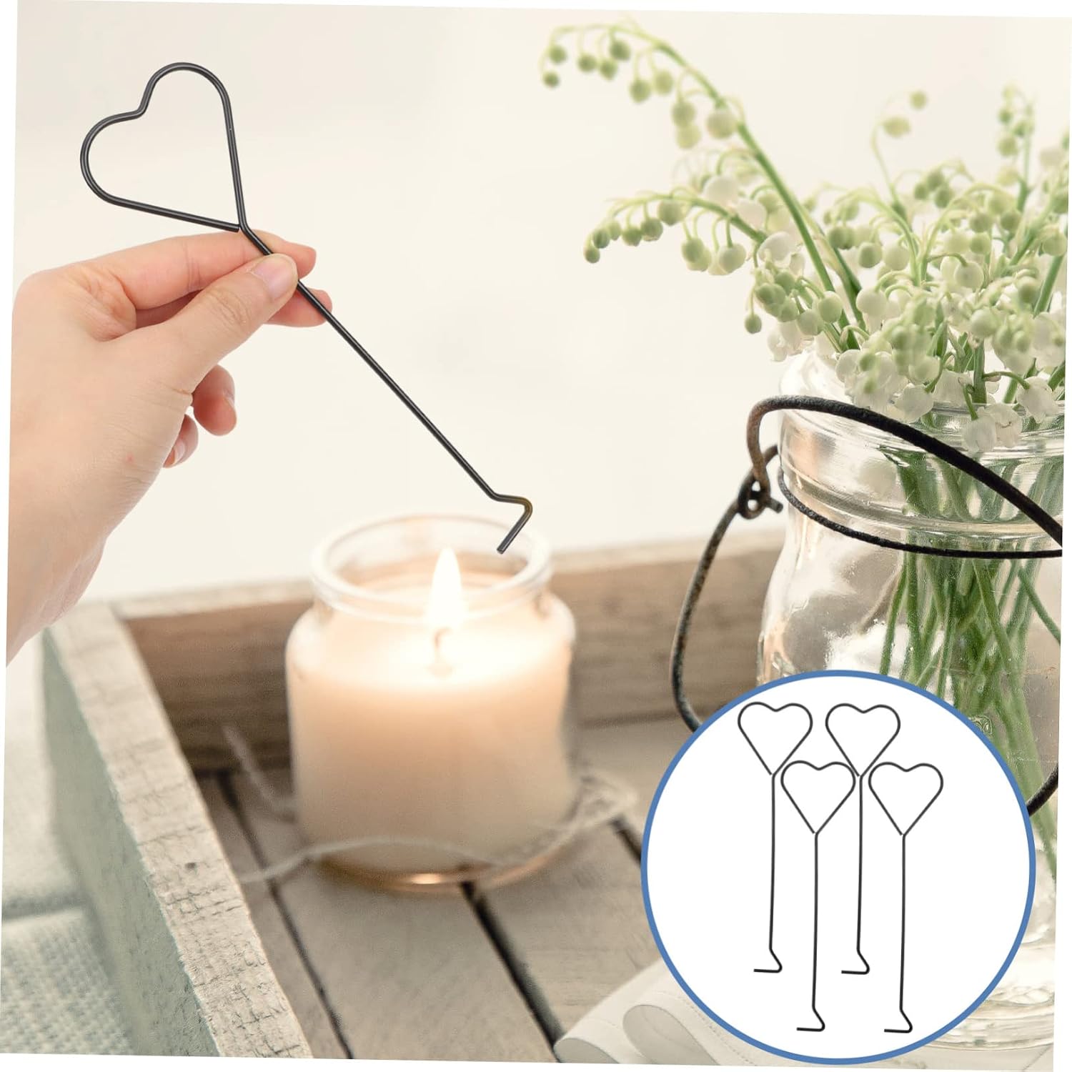 ABOOFAN 4pcs Candle Wick Extinguisher Hook for Thin Candles Home Supplies Easy to Use