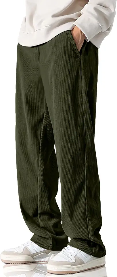 HOTake Men's Casual Corduroy Pants Elastic Waist Drawstring Baggy Sweatpants Loose Fit