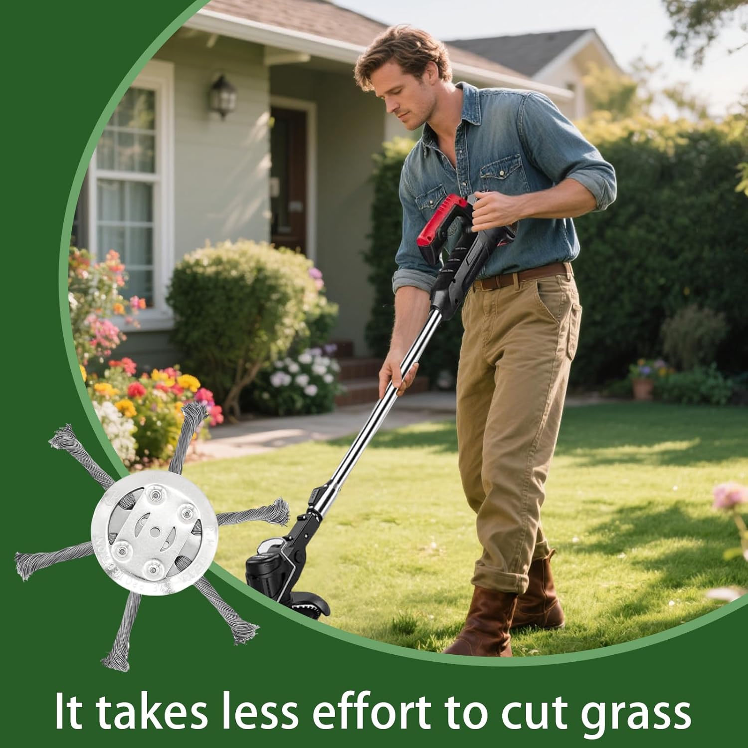 6-inch Wire Weeding Brush Trimming Head, a new Type of Wire Mowing Head Compatible with Battery Powered Cordless Rope Trimmer with 6-plade Rope Trimmer Replacement Head (2, 6 Blades)