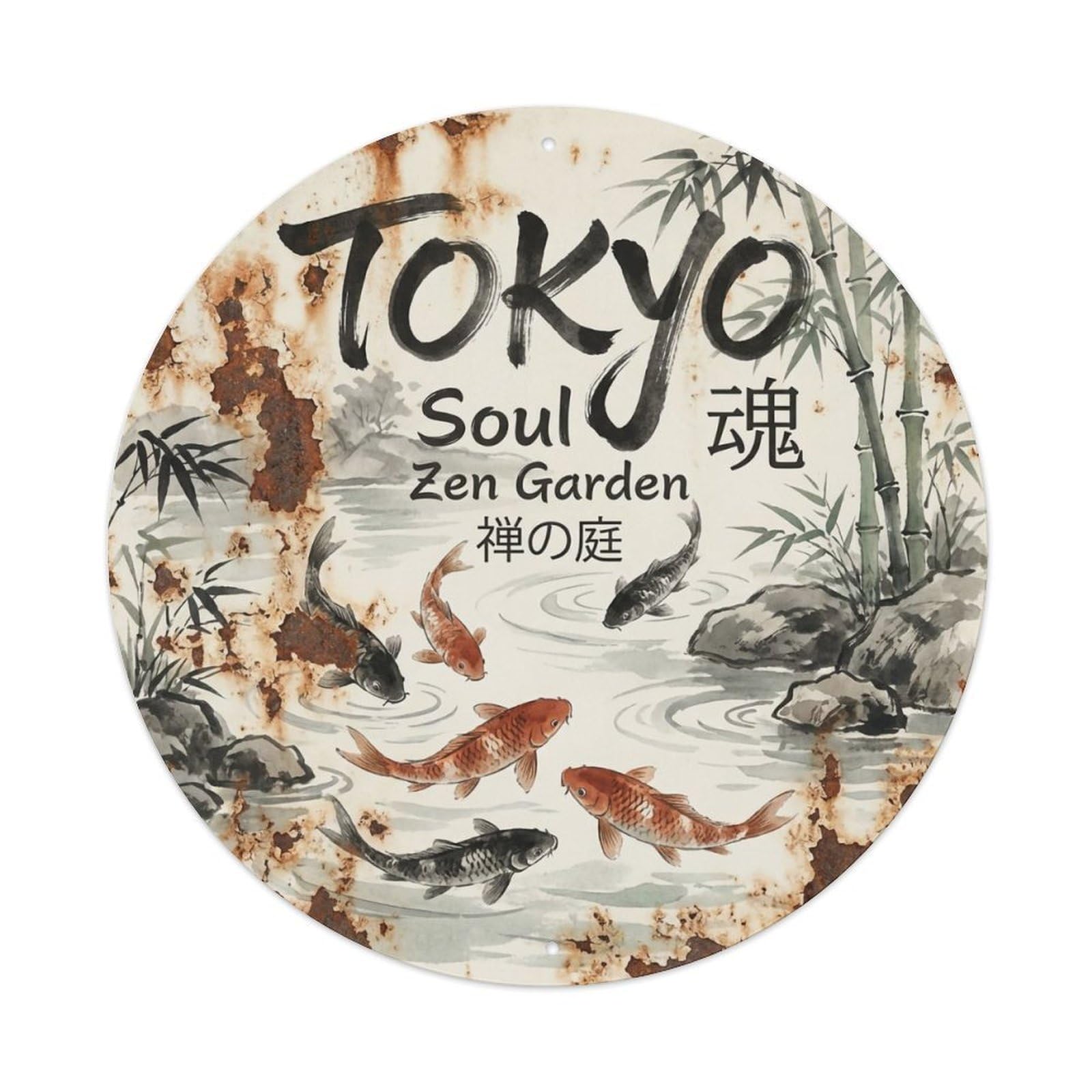 Vintage Travel Tokyo Japan Soul Vintage Metal Tin Sign Plaque Wall Decor for Cafe, Club Bar, Office, Garden Metal Poster 8x8Inch