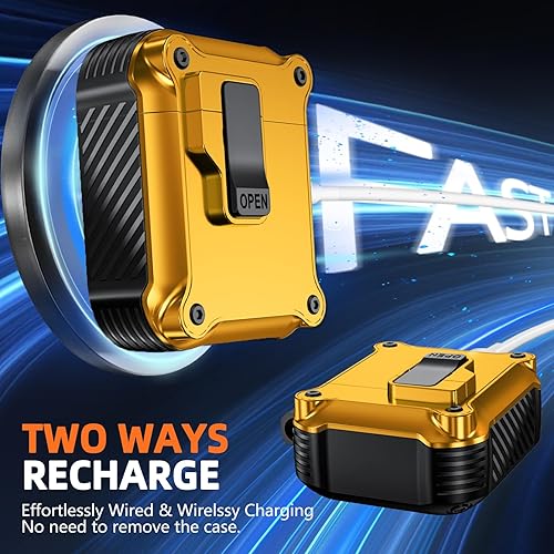 Miniatura 5 de Funda para Airpods con kit de limpieza, diseño de interruptor a presión automático con protección de clip de bloqueo seguro para Apple Airpods de 21