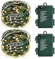 Vista 8 de Luces estrelladas que funcionan con pilas, 50 micro LED de 18 pies, blanco cálido, impermeable, árbol de Navidad, corona, boda de bricolaje