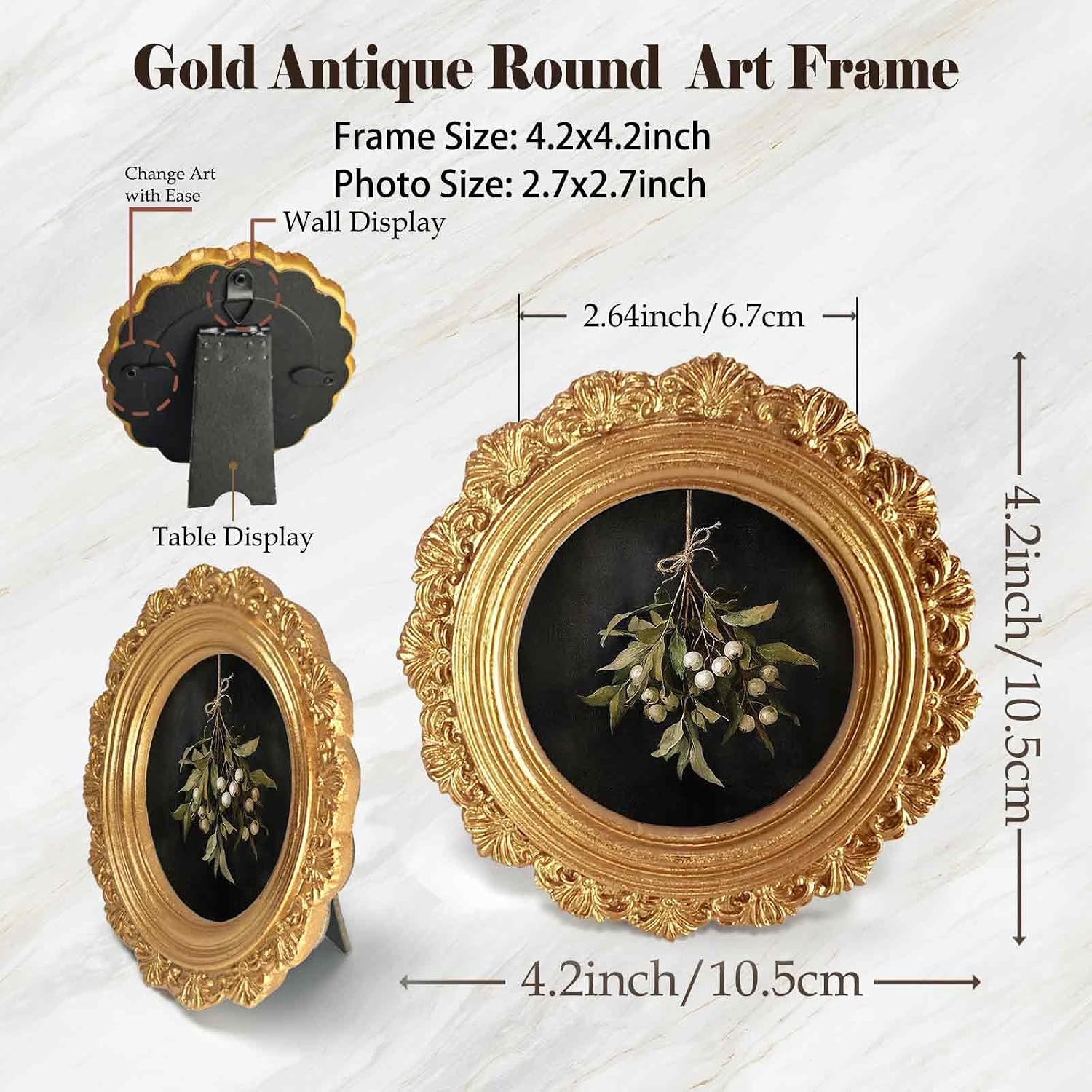 Small Christmas Winter Mistletoe Round Picture Frame Wall Decor image 4