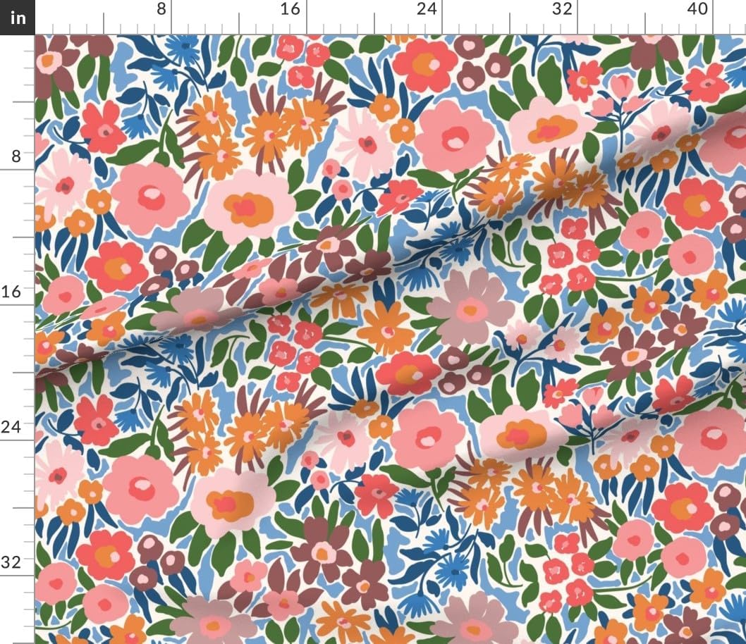 Spoonflower Fabric - Colorful Floral Abstract Large Scale Bold Warm Weather Spring Summer Printed on Petal Cotton Fabric by The Yard - Sewing Quilting Apparel Crafts Decor