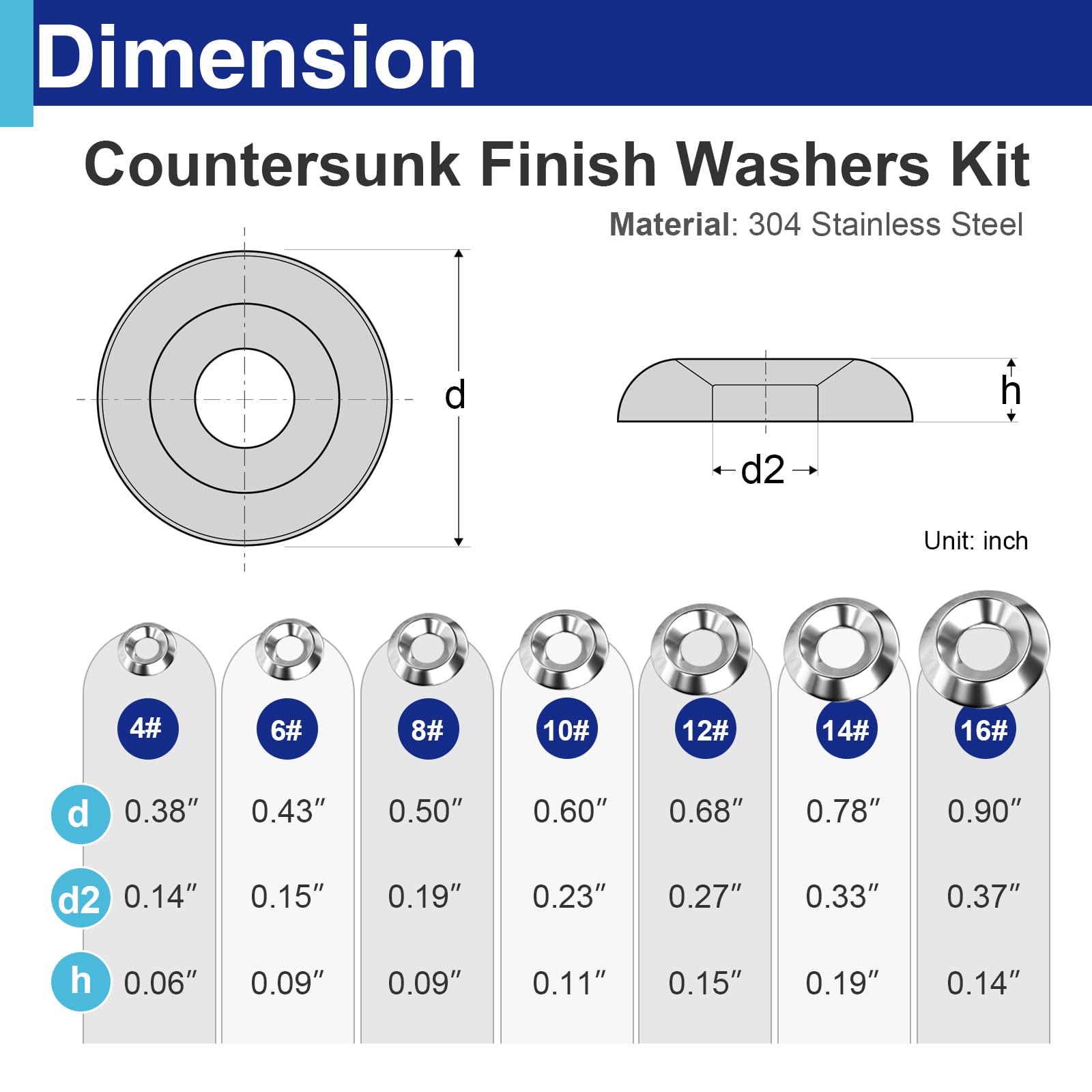 Stainless Steel Washer Kit - 280PCS Countersunk Washers -2