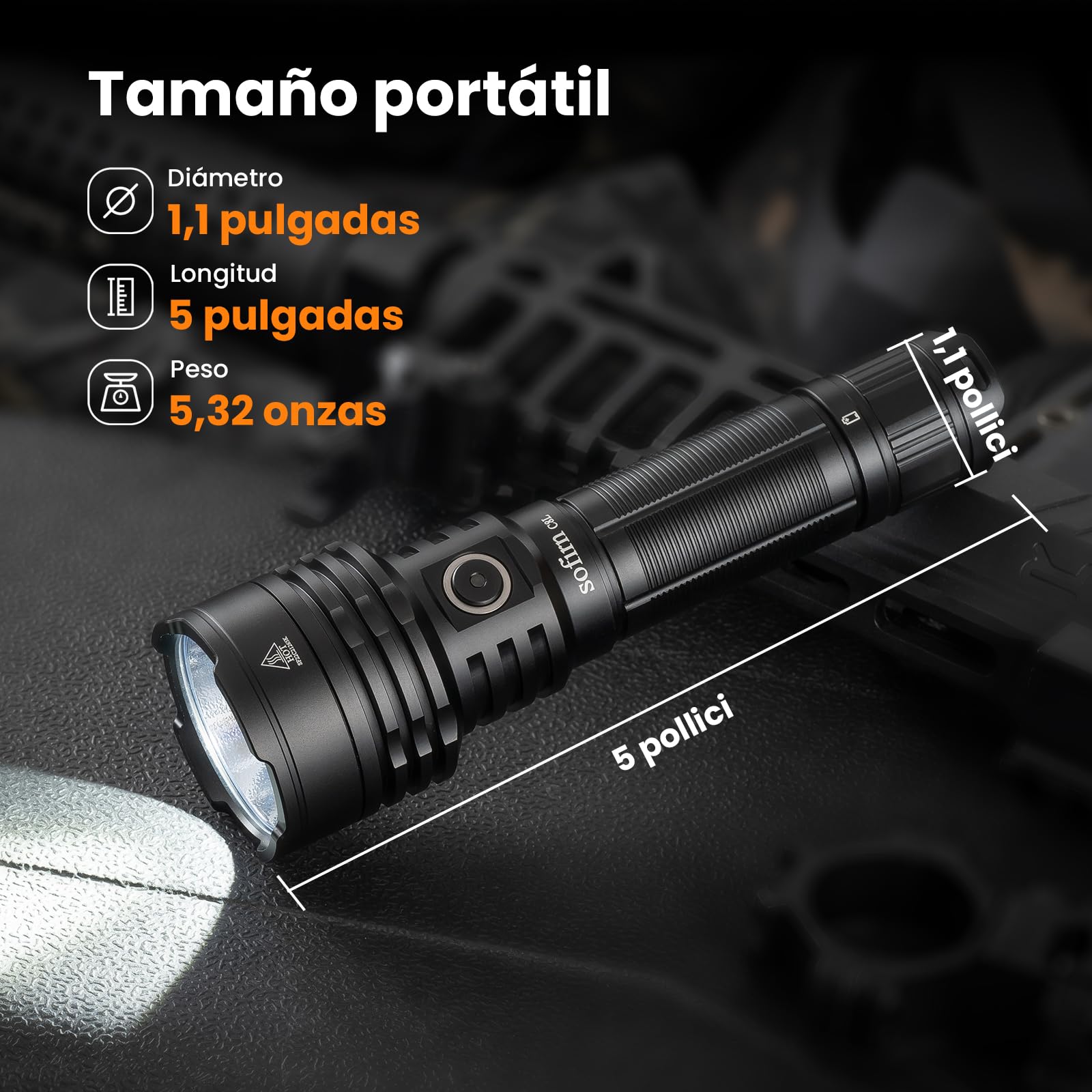 Sofirn C8L Linterna LED Potente Recargable, 3100 Lúmenes y 531 m de Alcance, Linterna Táctica con USB-C, 8 Modos de Luz, IPX8 Impermeable, Linterna de Mano para Senderismo, Trabajo y Emergencias