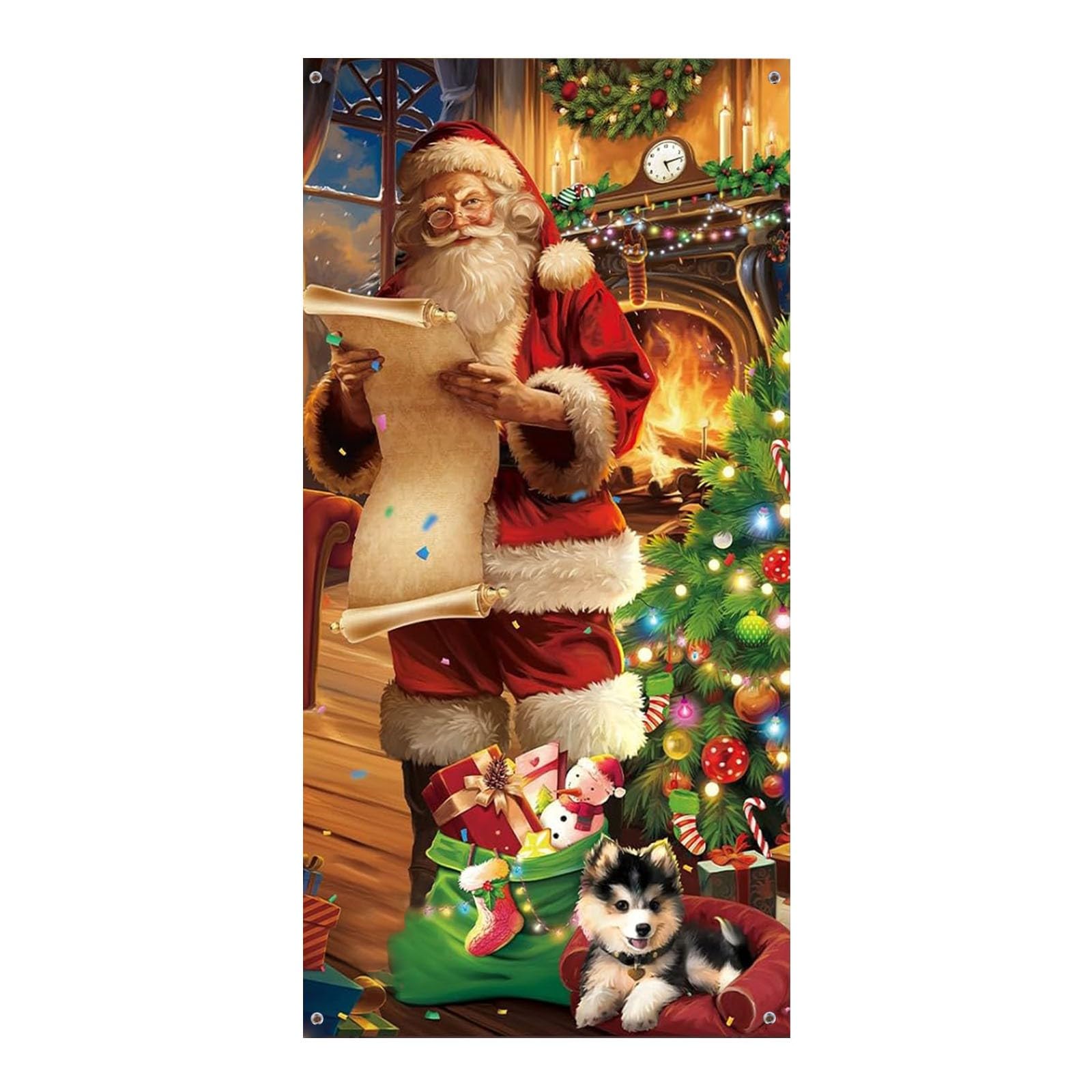 Chickwin Copriporta Natalizio Oro: Banner Con Babbo Natale 90x200 Cm Per Foto E Decorazioni - 3