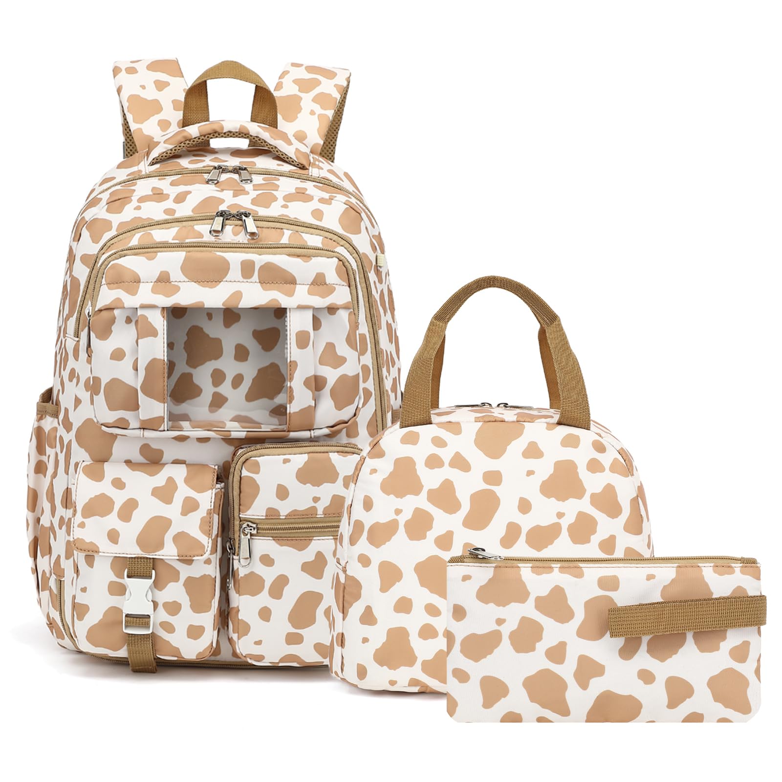 Xunteny School Backpack for Girls 3Pcs Set Elementary Middle School Book Bags with Lunch Box Pencil Case