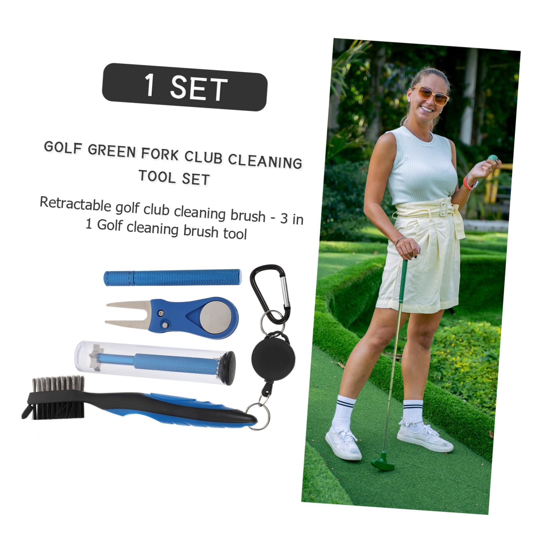 Toddmomy 4 Sets Golf-Reinigungszubehör Doppelseitige Bürste Edelstahl-Reinigungszubehör-Set Edelstahl-Reiniger Reinigungswerkzeuge Club-Reinigungszubehör Doppelseitige Bürste