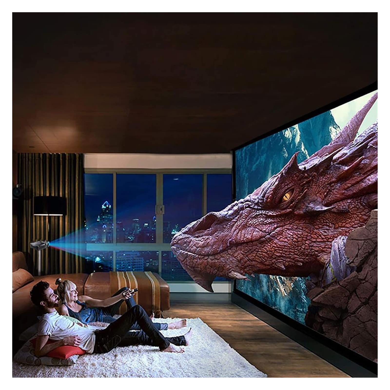 Telo Proiettore, Schermo for proiettore riflettente ad alta luminosità 60 100 Schermo di proiezione in tessuto 16:9 da 130 pollici for proiettore domestico(133 inch)