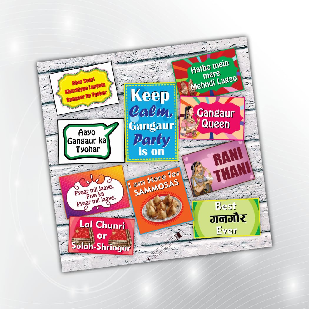 PartyStuff Gangaur Theme Props - Gangaur Party Props (10 Cards)