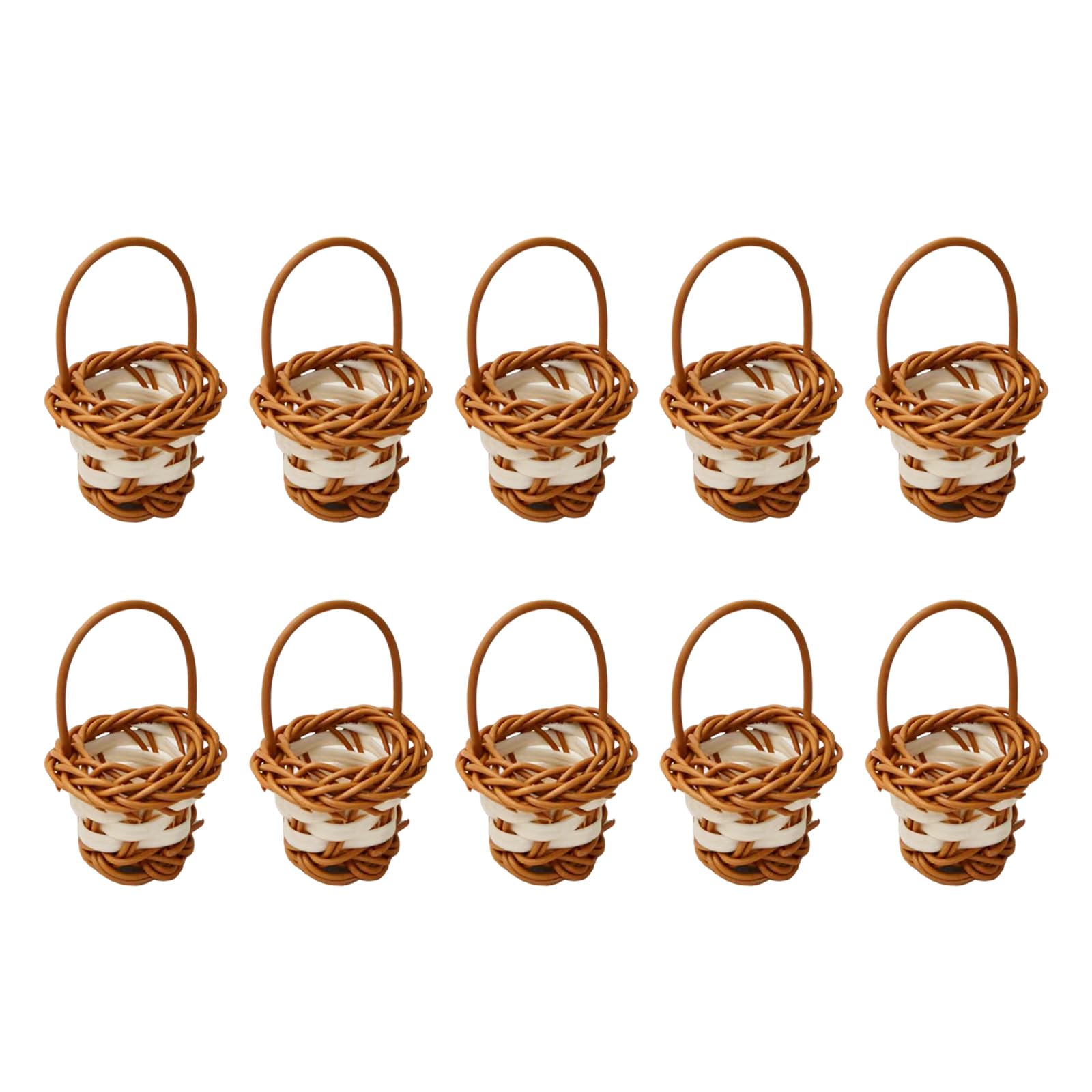 CUNZJIA Pack of 10 Miniature Handwoven Baskets for Home Decors and Storage Portable Sturdy Decorative Containers