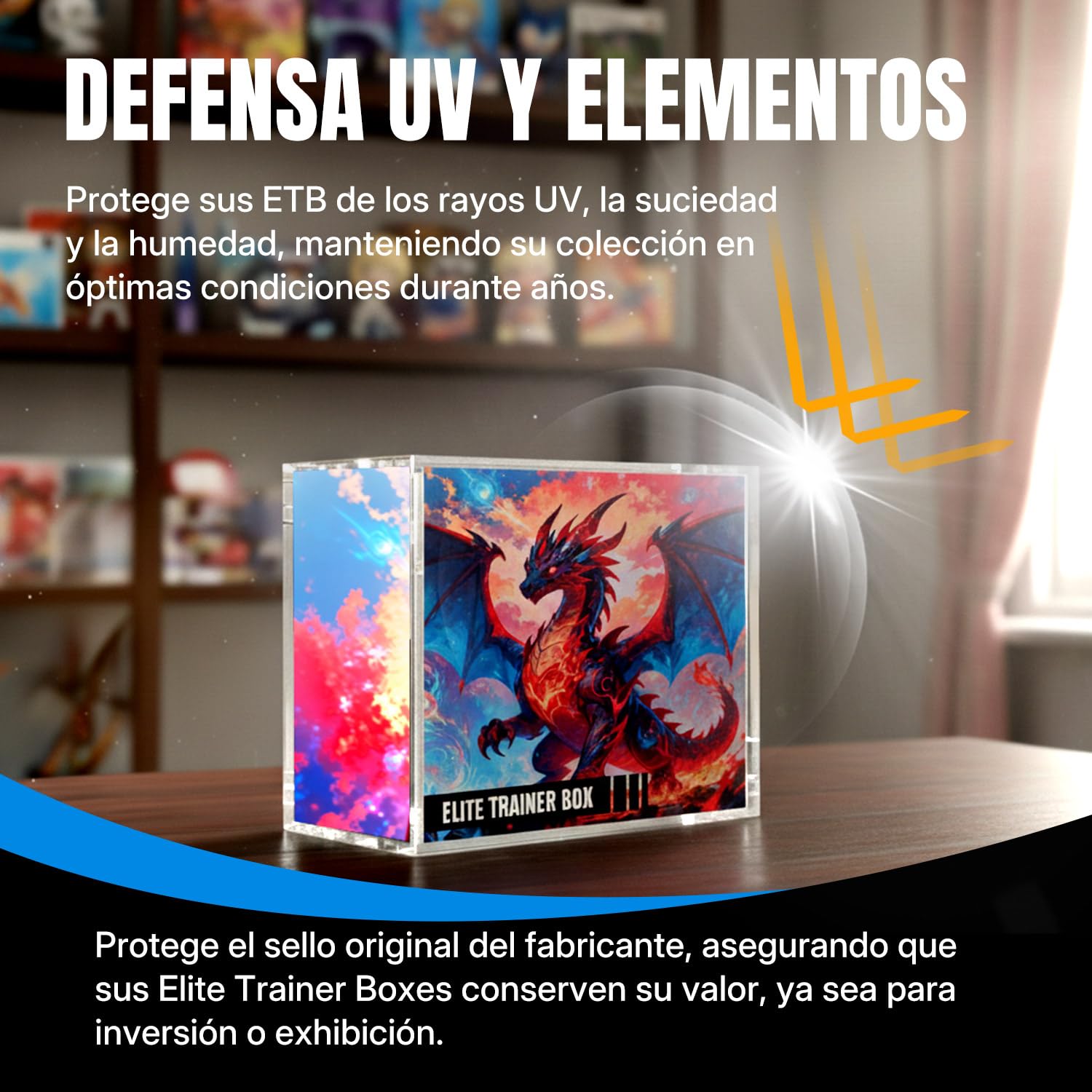 Wigearss Caja de Acrílico Magnética Protección para Pokémon Elite Trainer Box, Caja Protectora Transparente Magnética para Pokémon Elite Trainer Box