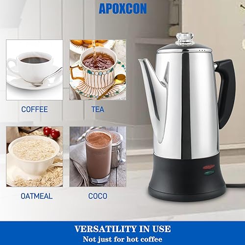 Miniatura 5 de Cafetera eléctrica de acero inoxidable con perilla de progreso de cerveza transparente resistente al calor, mantiene el calor y sirve inalámbrica,