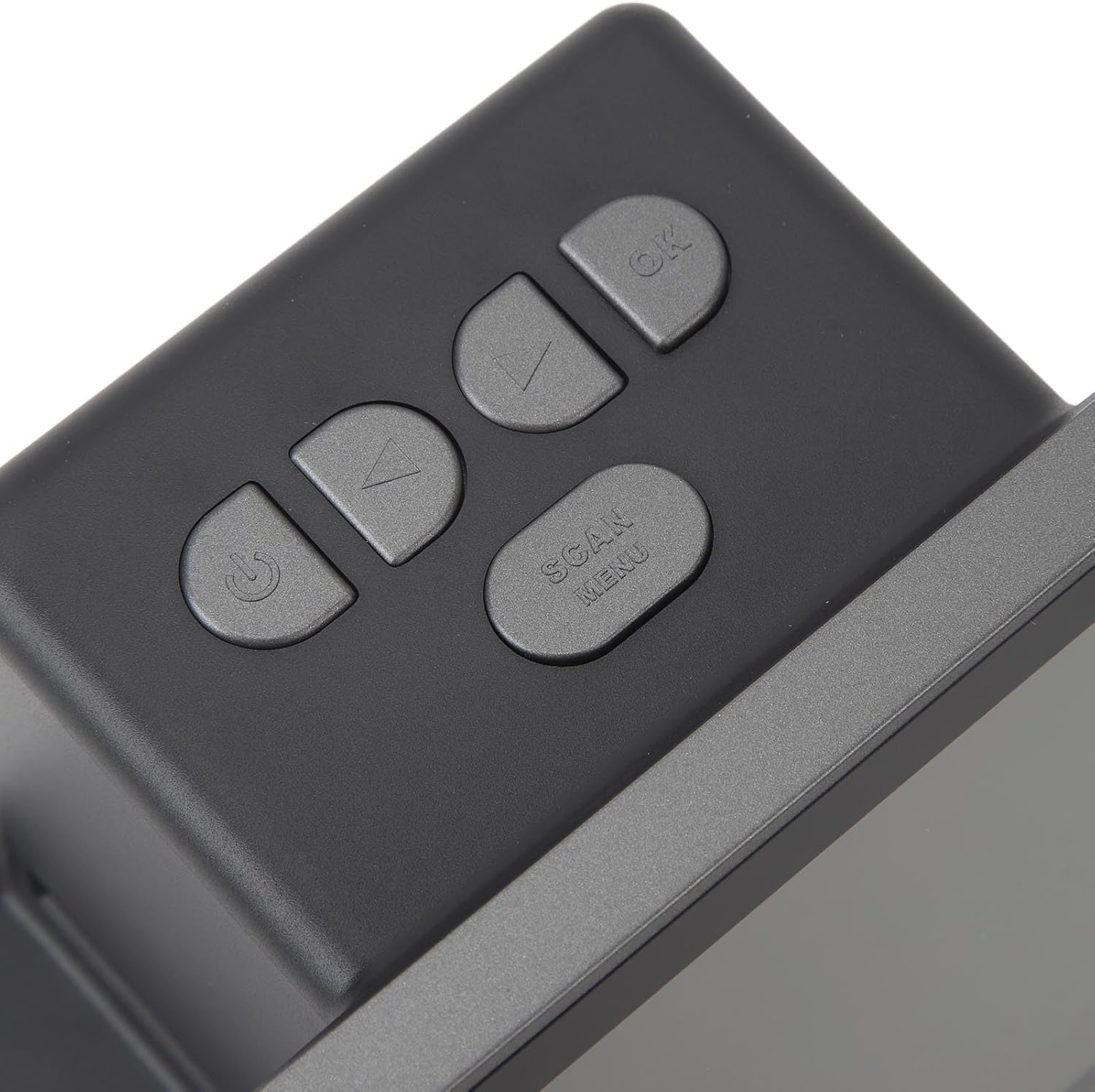 Close-up of the control buttons on the Pomya Film Scanner